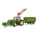 6. John Deere 7R 350 tractor with front loader and 2-axle trailer 03155 BRUDER