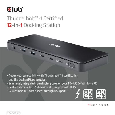 4. CLUB3D Club 3D, TB4 12-in-1 Docking Station