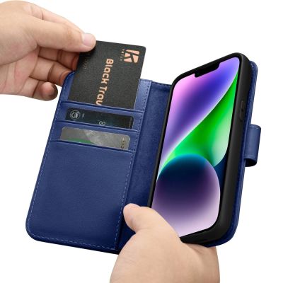 15. iCarer Wallet Case 2in1 Cover iPhone 14 Plus Anti-RFID Leather Flip Case Blue (WMI14220727-BU)