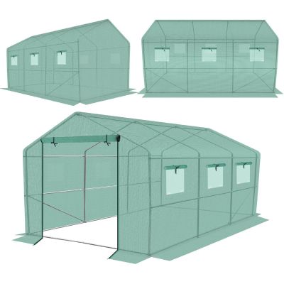 GREENHOUSE GARDEN TUNNEL 200x350x200CM PE GREEN STEEL STRUCTURE
