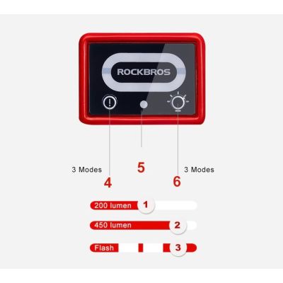 6. Rockbros MTB bike helmet with light red 57-62cm