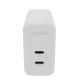 Mophie GaN Charger Dual - wall charger with dual USB-C input 67W (white)