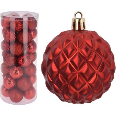 39. DECORATIVE PLASTIC BALL 6CM SET 35 PCS RED