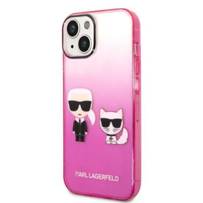 2. Karl Lagerfeld Gradient Ikonik Karl&Choupette Case for iPhone 14 Plus - Pink