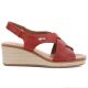2. Sergio Leone SK297 Burgundy Women's Leather Wedge Sandals