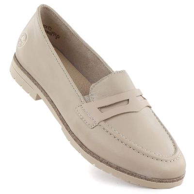 Women's leather loafers lords beige Rieker 75300-63