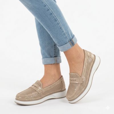 4. Women's openwork golden lords shoes Sergo Leone MK098H