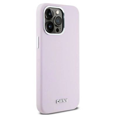 4. DKNY Liquid Silicone Small Metal Logo MagSafe Case for iPhone 15 Pro Max - Pink