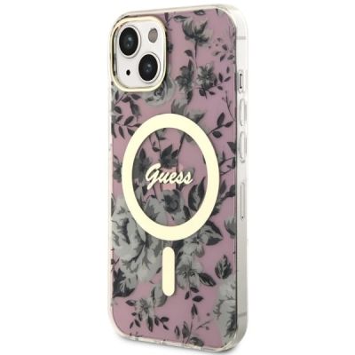 2. Guess GUHMP14MHCFWSP iPhone 14 Plus 6.7" pink/pink hardcase Flower MagSafe