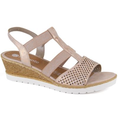 Comfortable wedge sandals Remonte W RKR667 rose gold