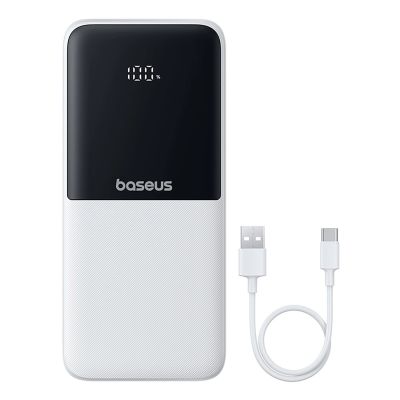 7. Baseus Lipow 10000mAh 22.5W Powerbank with two built-in cables (with Baseus Simple USB-A - USB-C 3A 20cm cable) - white