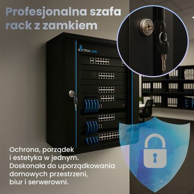 8. Extralink 15U 600x600 Black Wall-Mounted Rack Cabinet