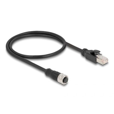 DeLOCK M12 D-coded 4-pin female to RJ45 male adapter cable 50cm long