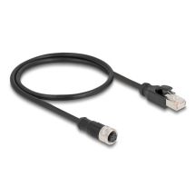 DeLOCK M12 D-coded 4-pin female to RJ45 male adapter cable 50cm long
