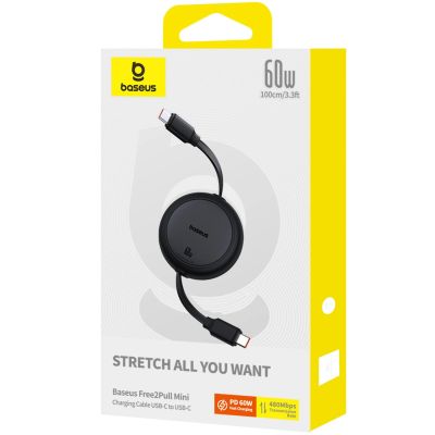 10. Baseus Free2Pull 60W USB-C Retractable Cable - USB-C 1m - Black