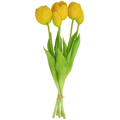 2. BOUQUET OF 5 YELLOW PEONY TULIPS 39 CM LIFE-LIKE SPRING DECORATION