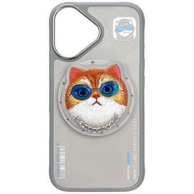 2. Nimmy Glasses Cool Cat MagSafe Case for iPhone 16 - Gray