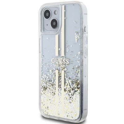 2. Guess Liquid Glitter Gold Stripes case for iPhone 15 Plus / 14 Plus - transparent