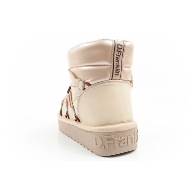 14. D.Franklin women's winter snow boots, fashionable insulated gold ankle boots