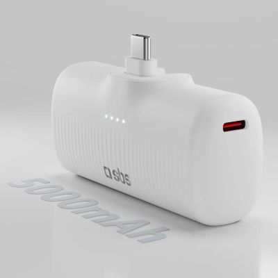 3. SBS EcoPower 5000 mAh 10W Powerbank with Built-in USB-C Port - White