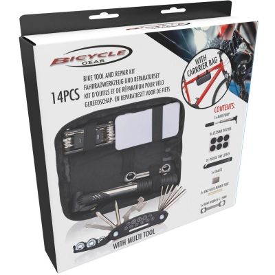 35. 14-PIECE BICYCLE TOOL SET IN A BICYCLE GEAR CASE