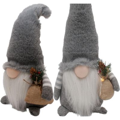 18. DECORATIVE PLUSH LED gnome 38CM GRAY