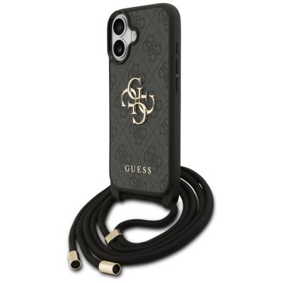2. Guess 4G Big Logo Cord Stap Crossbody Case for iPhone 17 - Black