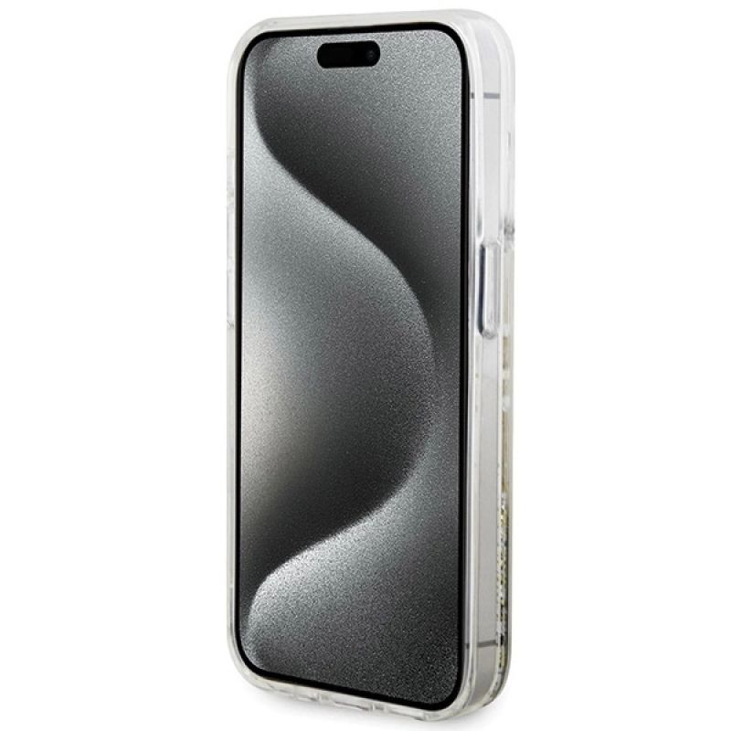 5. Guess Liquid Glitter Gold Stripes case for iPhone 15 Pro Max - transparent