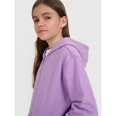2. Girls' sweatshirt with a hood, 4F 4FJRAW25TSWSF2466-51S