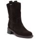 Women's leather ankle boots, cowboy boots, suede, chocolate, Big Star UU274607