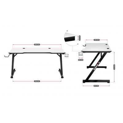 12. Huzaro Hero 2.5 White Gaming Desk
