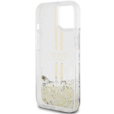 7. Guess Liquid Glitter Gold Stripes case for iPhone 15 Plus / 14 Plus - transparent
