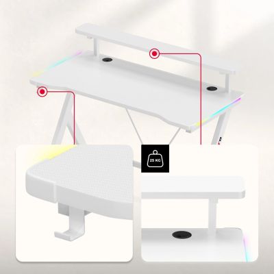 7. Huzaro Hero 1.9 RGB White Desk