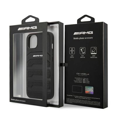 8. AMG Leather Debossed Lines case for iPhone 13 mini - black