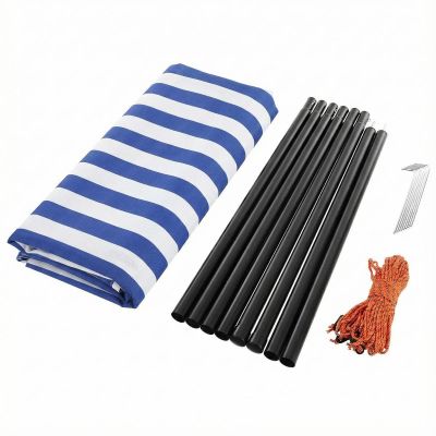 5. TENT ROOF SUN SAIL WITH POLES 3X1.7M BLUE