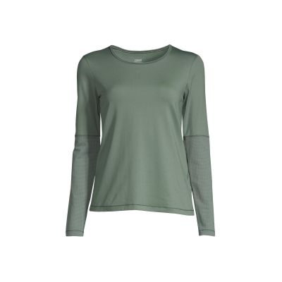2. CASALL Essential Mesh Detail Long Sleeve dusty green T-shirt