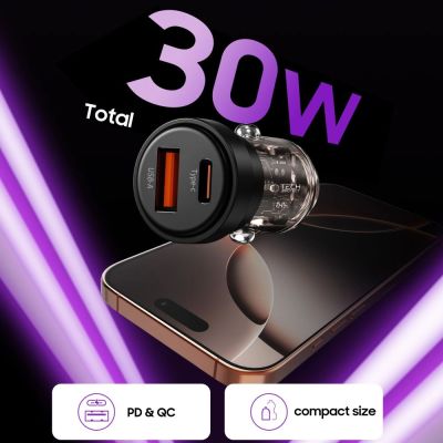 4. Tech-Protect CC03 30W 2-Port USB-A / USB-C Car Charger - Black