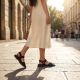 8. Women's black leather sandals Vinceza 26-62303