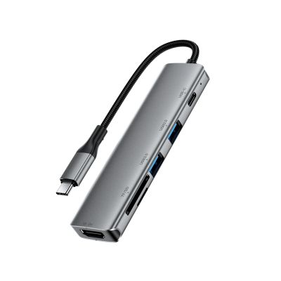 6. Acefast J18 USB Hub USB-C 6-in-1 HDMI 4K 60Hz PD90W Docking Station - Gray