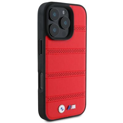 4. BMW M Perforated And Stitched Line MagSafe case for iPhone 16 Pro - red