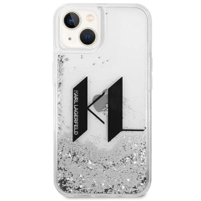 3. Karl Lagerfeld Liquid Glitter Big KL case for iPhone 14 - silver