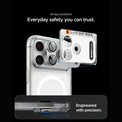 22. Spigen Optik Pro XL GLAS.TR EZ FIT Tempered Glass for iPhone 18 Pro Max - Silver