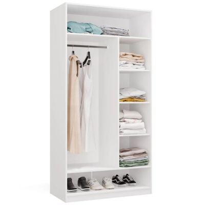 2. OPENO 1W6P WHITE Wardrobe Cabinet, Modular Wardrobe with Hanging Rail and Shelves for the Bedroom