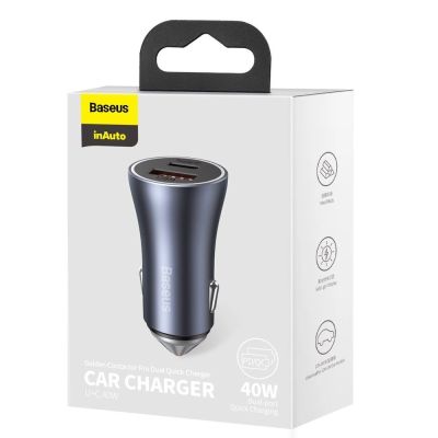 5. Baseus Golden Contactor Pro fast car charger USB Type C / USB 40 W Power Delivery 3.0 Quick Charge 4 + SCP FCP AFC gray (CCJD-0G)