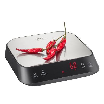 2. GEFU PREZISO electronic kitchen scale, black, stainless steel, rectangular top