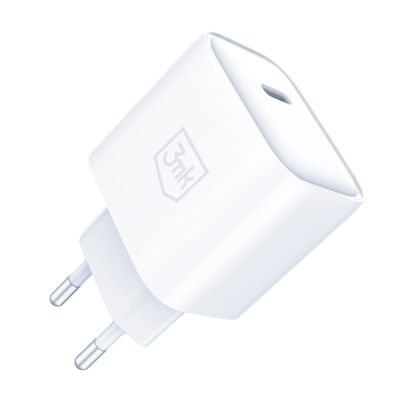 2. 3mk Rayo Charger 20W PD3.0 PPS USB-C Wall Charger + USB-C / USB-C 3A 60W Cable - White