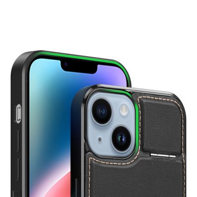 15. 3in1 Wallet Case with Stand for iPhone 14 Plus MagSafe RFID Blocker Dux Ducis Rafi Mag - Black