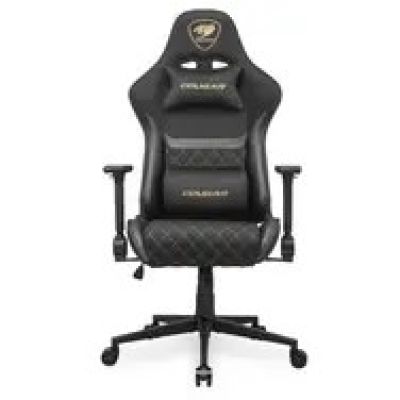 9. COUGAR CGR-A2F-GLB Universal Gaming Chair with Padded Upholstered Seat, Black, Gold