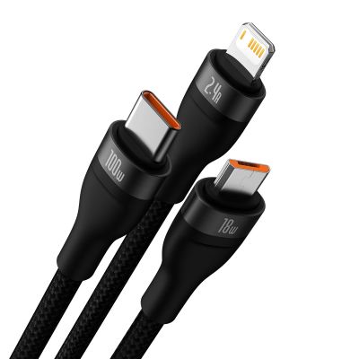 2. Baseus Flash Series II cable USB - USB Type C / Lightning / micro USB 100 W 1.2 m black (CASS030001)