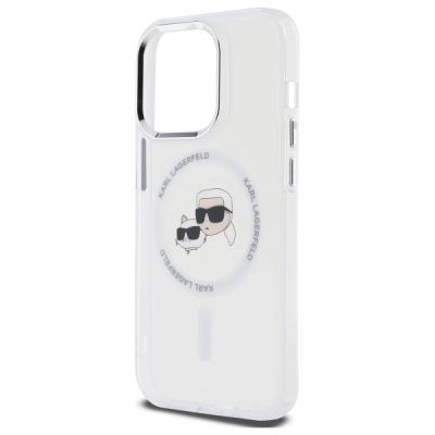 6. Karl Lagerfeld IML Metal Karl & Choupette Head MagSafe Case for iPhone 14 Pro Max - White